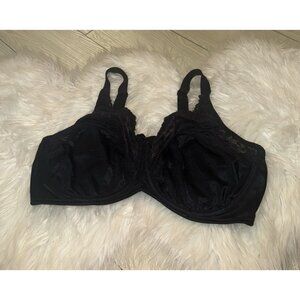 Lilyette 0428 Comfort Lace Minimizer Bra Unlined Underwire Womens 40D Black